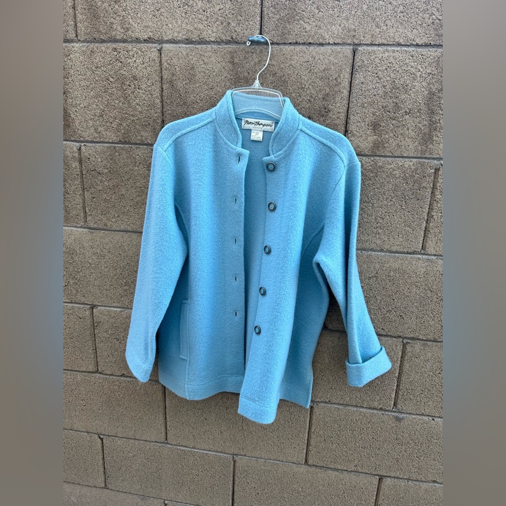 Norm Thompson Baby Blue Wool Coat - Picture 6 of 7